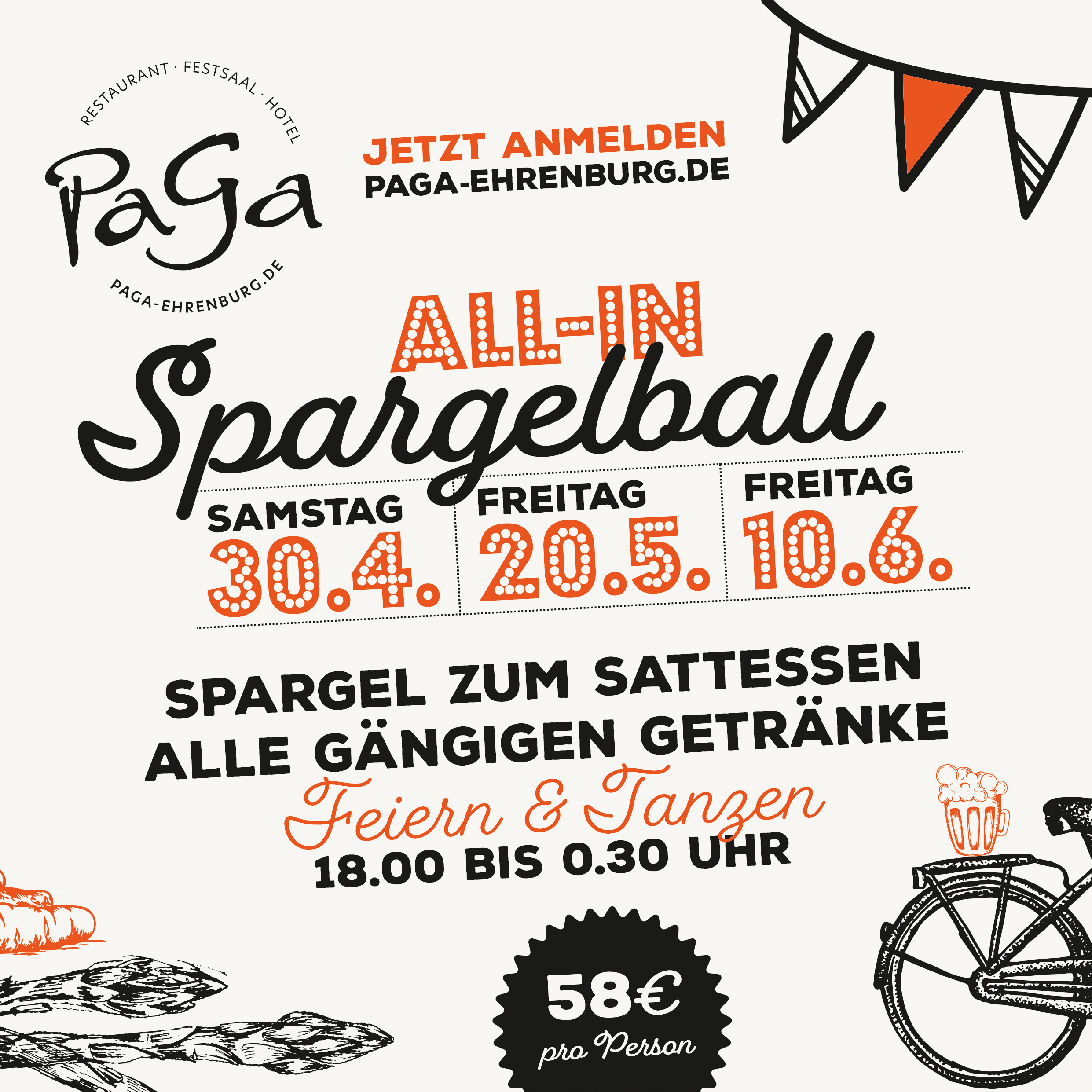 banner paga spargelzeit spargelball festival himmelfahrt 2022